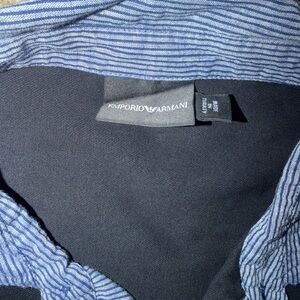 Emporio Armani Navy and Blue Striped Shirt